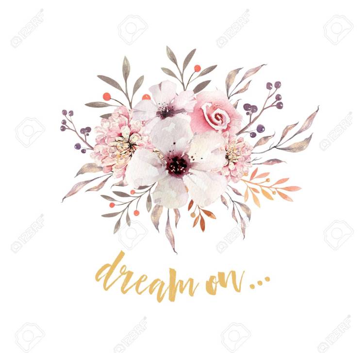 Watercolor boho floral bouquets. Watercolour bohemian natural frame: leaves, feathers, flowers, Isolated on white background.Artistic decoration illustration.